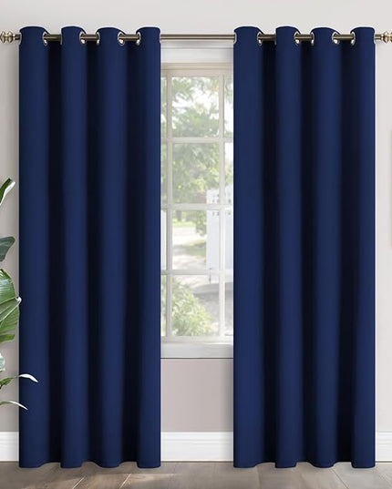 YoungsTex Blackout Curtains for Bedroom 84 Inches Length - Thermal Insulated with Grommet Room Darkening Window Curtains for Living Room, 2 Panels, 52 x 84 Inch, Navy Blue