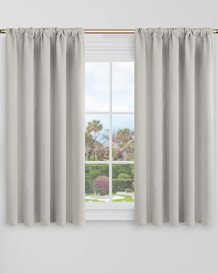 BGment Natural Camel Short Blackout Curtains for Small Window - 34 x 40 inch Privacy Curtains Thermal Insulated Room Darkening Rod Pocket and Back Tab Drapes for Kitchen/Cafe/Bedroom, 2 Panels