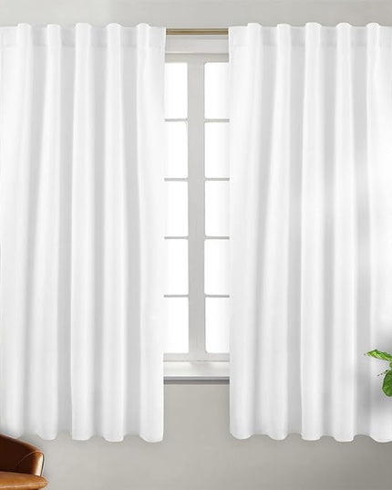BGment Pure White Room Darkening Curtains 63 Inch - Rod Pocket and Back Tab Thermal Curtains for Bedroom Home Decor Curtains for Living Room, 2 Window Curtain Panels, 42 x 63 Inch