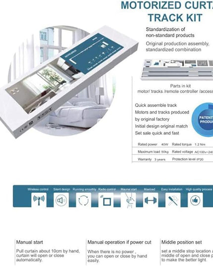 OlideSmart DIY WiFi Smart Automatic Curtain Motor Track System, Automatic Curtain Motor, Blinds Tracks, Length can be Customized (White, 7.2m)