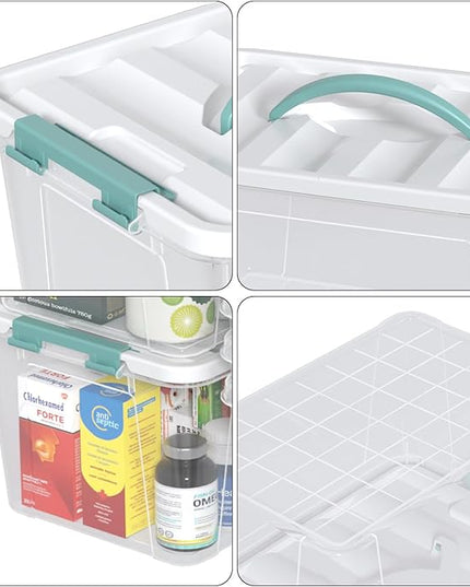 14 Quarts Latching Storage Containers, 8-Pack Clear Plastic Tote Boxes with Lids and Handles