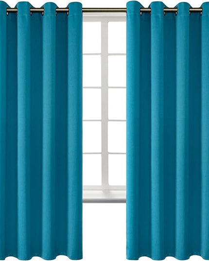 BGment Blackout Curtains - Grommet Thermal Insulated Room Darkening Bedroom and Living Room Curtains, Set of 2 Panels (52 x 72 Inch, Peacock Blue)