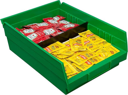 Akro-Mils 30150 Plastic Shelf Bins, Heavy Duty Storage Bins for Garage, Closet, and Drawer Organization, 12-Inch x 8-Inch x 4-Inch, Green, 12-Pack