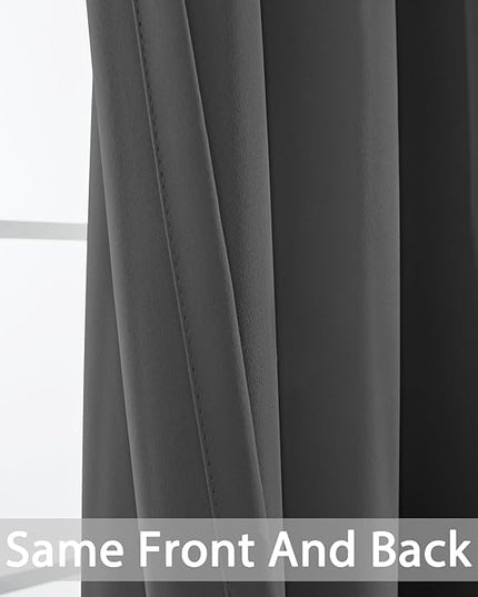 Yakamok Blackout Curtains for Bedroom, Thermal Insulated Room Darkening Curtains, Light Blocking Blackout Drapes for Living Room- 2 Panels,42x72 Inch, Charcoal Grey
