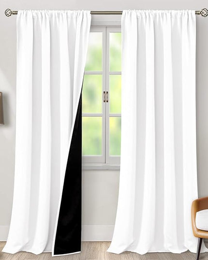 BGment White Blackout Curtains for Living Room 95 Inches Length, Extra Long 2 Panels Window Curtains Thermal Insulated Soundproof Room Darkening Curtains for Dining Room, Each Panel 52 Wide