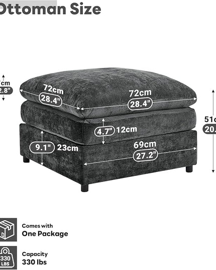 Tbfit Single Sofa Ottoman, Modern Comfy Cloud Sofa, Spring Seat Cushions, Chenille, Dark Gray