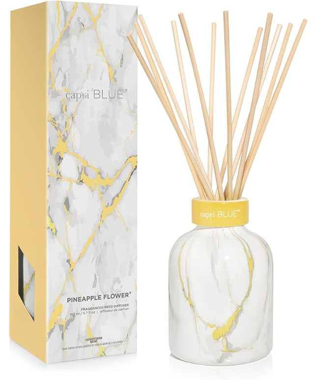 Capri Blue Modern Marble Reed Diffuser Set - Includes Reed Diffuser Sticks, Scented Oil & Glass Bottle - Luxury Scents for Bedroom Decor & Bathroom Air Freshener - Pineapple Flower (5.7 fl oz)