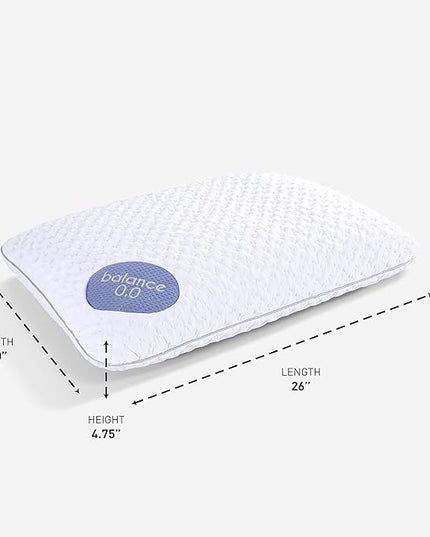 Bedgear Balance Performance Pillow – 0.0 - Moisture Wicking Bed Pillow for All Sleep Positions - Medium Firmness Bed Pillow - Washable Removable Cover – 20" W x 26" L x 4.75" H