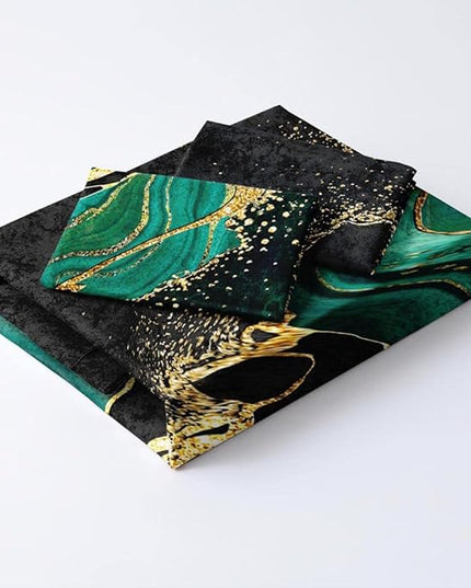 Black and Green Marble Duvet Cover Set Queen Size Gold Veins Malachite Comforter Cover Bedding Set Luxry Art Decor Bedroom