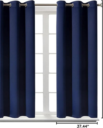 BGment Blackout Curtains for Bedroom - Grommet Thermal Insulated Room Darkening Curtains for Living Room, Set of 2 Panels (38 x 54 Inch, Navy Blue)