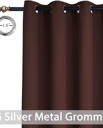 Yakamok Blackout Drapes for Sliding Glass Door - Thermal Insulated Door Blinds,Room Darkening Room Divider Window Curtain for Bedroom/Living Room(Chocolate Brown, 100 inches x 96 inches)