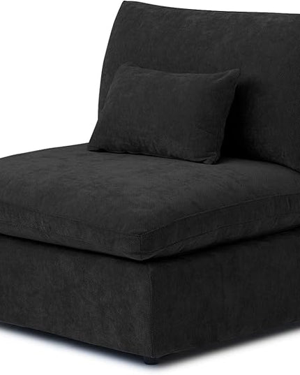 WJShome Modern Middle Module Couch for Living Room, Cushion Covers Removable, Minimalist Comfy Breathable Sofa,Black