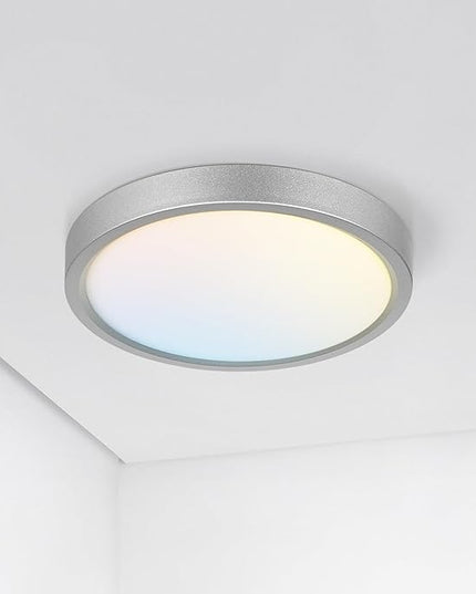ASD LED 7" Round Flush Mount Ceiling Light Fixture, Low Profile Surface Lighting | 5CCT, Dimmable, Ultra-Thin, ETL Listed | 15W 1260LM 2700-6000K 120V | Kitchen, Bedroom, Hallway Lamp | Nickel