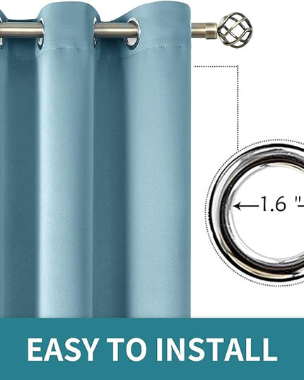 BGment Room Darkening Curtains 54 Inches Long - Grommet Thermal Insulated Drapes Window Treatment Curtains for Bedroom, 2 Panels, 38 x 54 Inch, Greyish Blue