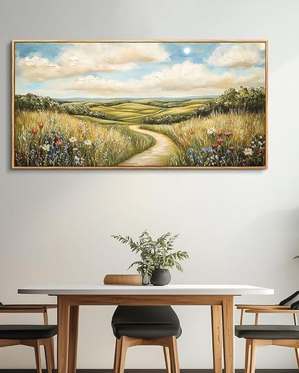 PHAOHUAXM Large Canvas Wall Decor For Living Room Wall Art For Bedroom Print Ink-Wash Landscape Paintings Wood Framed Murals Farmhouse Dining Room Office Home Wall Decorations Aesthetics 30"X60"