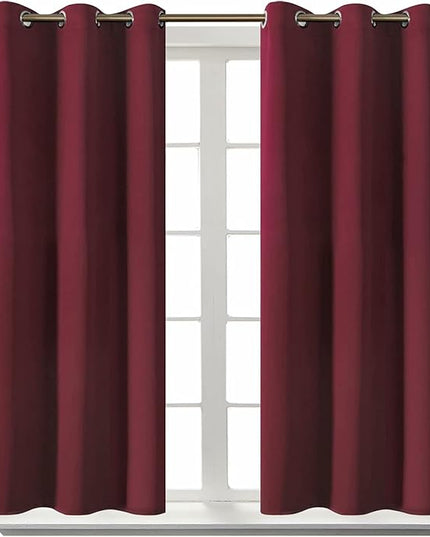 BGment Blackout Curtains for Bedroom - Grommet Thermal Insulated Room Darkening Curtains for Living Room, Set of 2 Panels (38 x 54 Inch, Burgundy)