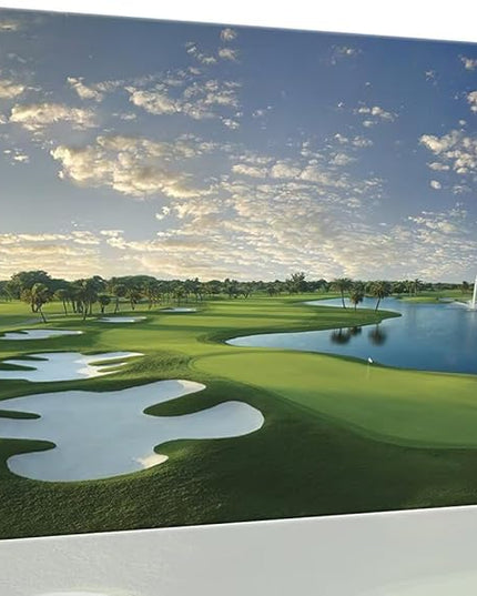 Blue Monster Golf Course Canvas Wall Art for Living Room Bedroom Bathroom Home Decorations Paintings Golf Course Picture Poster Framed Artwork Ready to Hang(28''H x 44''W)