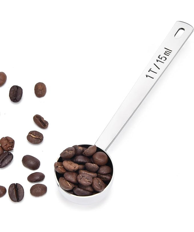 Long Handle Coffee Scoop: 18/8 Stainless Steel 5.64 Inch 1 Tablespoon Metal Measuring Spoon Tbsp Scoop for Coffee Beans, Grounds Coffee, Coffee Powder, Tea, Tall Jars (1Tbsp/15ml)