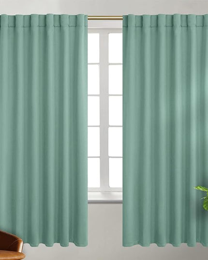 BGment Window Curtains for Bedroom - 72 Inch Rod Pocket and Back Tab Thermal Insulated Room Darkening Curtains for Living Room, 2 Curtain Panels (52 x 72 Inch, Frosty Green)