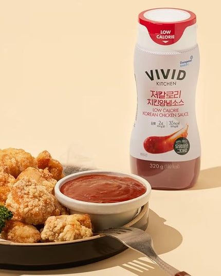 VIVID KITCHEN Korean Chicken Sauce – Low-Calorie, No Preservatives – Sweet and Savory Flavor – Easy Squeeze Bottles – Authentic Korean BBQ Marinade and Dipping Sauce – 2 Pack – 11.33 oz Each