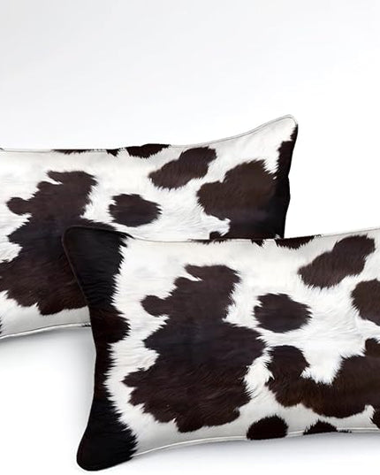 Bedbay Cow Print Comforter Set Full Size Bed in a Bag Set Boys Girls Western Farmhouse Animal Print Bedding Set Black White Brown Cowhide Printed Rustic Bedding Comforter 8 Pieces (Cow Print,Full)