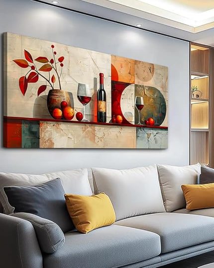 ERQINHUA Wall Art For Kitchen Wall Decor For Living Room Dining Room Decorations Wine Glass Mural Still Life Abstract Pictures Artwork bar Posters Home Decor Wall Painting Ready To Hang 20"x40"