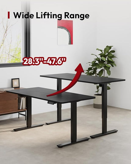 SANODESK Standing Desk Height Adjustable Electric Stand up Desk 71x32 Inches Sit Stand Home Office Desk with Splice Board, Black Frame/Black Top
