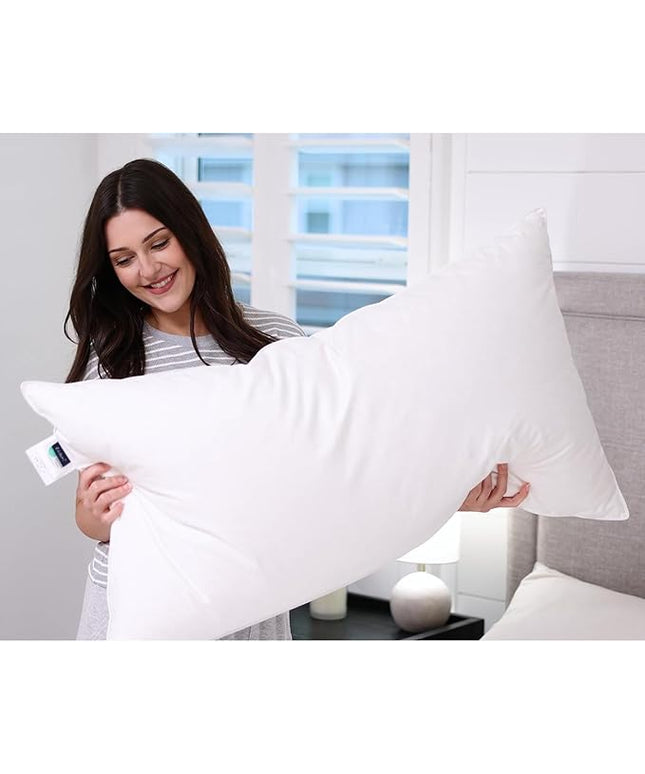 Globon Luxury Down Pillow Queen Size, Firm Hotel Collection Bed Pillow with 100% Cotton Cover, Down Surrounded Feather Pillow, 20x30 Inches (1 Pack)