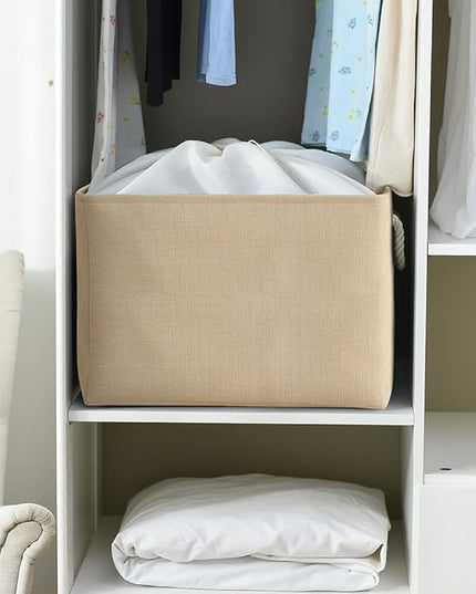 TheWarmHome Storage Bin for Shevles - Extra Jumbo 3Pack 20.5L×15.7W×13.8H inch Organization and Storage Basket for Organizing, Fabric Storage Cubes for Closet Shoe Linen Decorative (Beige)