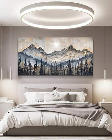 PHAOHUAXM Large Canvas Wall Decor For Bedroom Large Wall Art For Living Room Dining Room Modern Office Abstract Ink-Wash Landscape Mountain Wall Pictures Artworks Home Decor Ready To Hang 30"X60"
