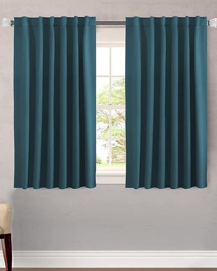 H.VERSAILTEX Blackout Curtains Thermal Insulated Window Treatment Panels Room Darkening Blackout Drapes for Living Room Back Tab/Rod Pocket Bedroom Draperies, 52 x 45 Inch, Dark Teal, 2 Panels