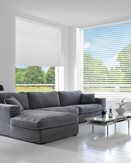 Zshine Automatic Shangri La Light Filtering Serenity Sheer Roller Shades Free Dimming Rechargeable Motorized Compatible with Homekit Siri Alexa (83021E White)