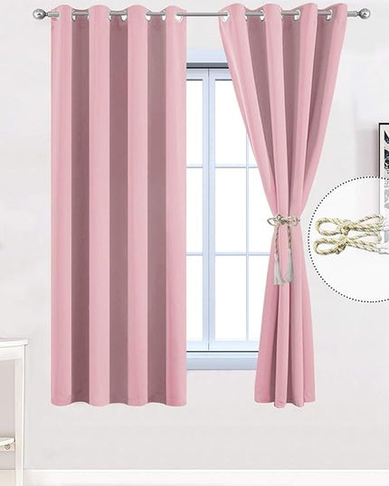 Yakamok Blackout Curtains Room Darkening Thermal Insulated with Grommet Window Curtain for Bedroom, 52 x 72 inch,Pink, 2 Panels