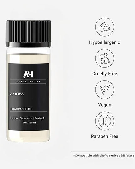 Hotel Scent Zarwa Diffuser Oil 50ml – Inspired by Aventus Cologne – Premium Home Scent – Essential Oil with Lemon, Patchouli, Cedarwood – Luxury Aromatherapy Refill for Diffusers