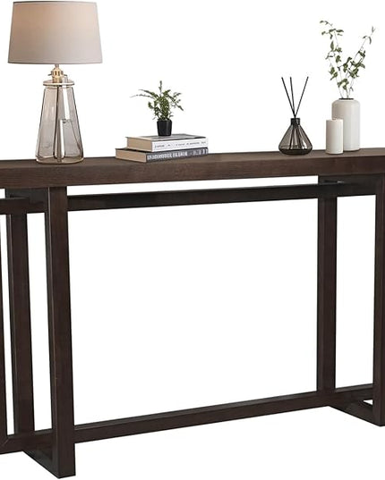 LKTART 59.05-Inch Long Behind Couch Sofa Table for Living Room, Farmhouse Console Table with Storage, Narrow Accent Entryway Tables for Hallway Entrance Foyer (Espresso)