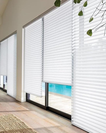 zshine Automatic Shangri La Light Filtering Roller Shades Free Dimming Rechargeable Matter Motor Compatible with Homekit Siri for Living Room 83035A