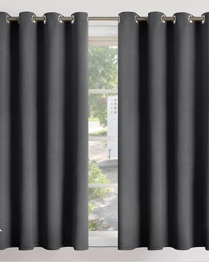 YoungsTex Blackout Curtains for Bedroom 54 Inches Length - Thermal Insulated with Grommet Room Darkening Curtain Drapes for Living Room, 2 Panels, 52 x 54 Inch, Dark Grey