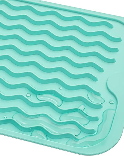 Silicone Dish Drying Mat for Multiple Usage,Easy clean,Eco-friendly,Heat-resistant Silicone Mat for Kitchen Counter or Sink,Refrigerator or Drawer Liner Mint S 12 inches x 6 inches