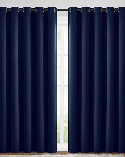 Yakamok Blackout Curtains Room Darkening Thermal Insulated Window Panels,Solid Grommet Top Drapes for Bedroom/Living Room(70Wx84L, Navy Blue, 2 Panels)
