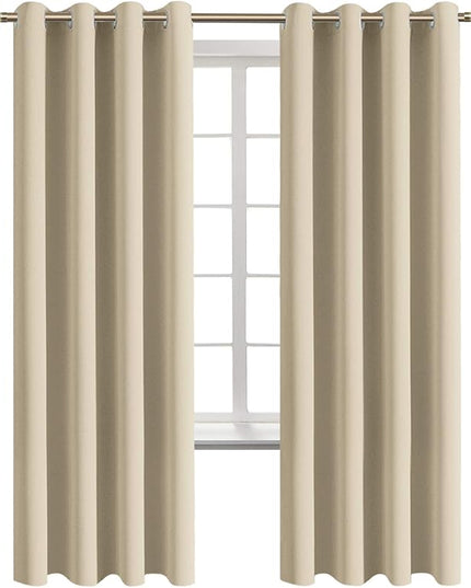 BGment Room Darkening Curtains 72 Inches Long - Grommet Thermal Insulated Drapes Window Treatment Curtains for Bedroom, 2 Panels, 52 x 72 Inch, Beige