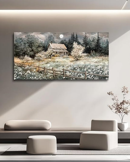 hyidecorart Nature Landscape Wall Paintings Wall Decor For Living Room Bedroom Decorations Rural Artwork Pictures Canvas Wall Art Large Framed for Office Farmhouse Aesthetic Home Decor Ready To Hang