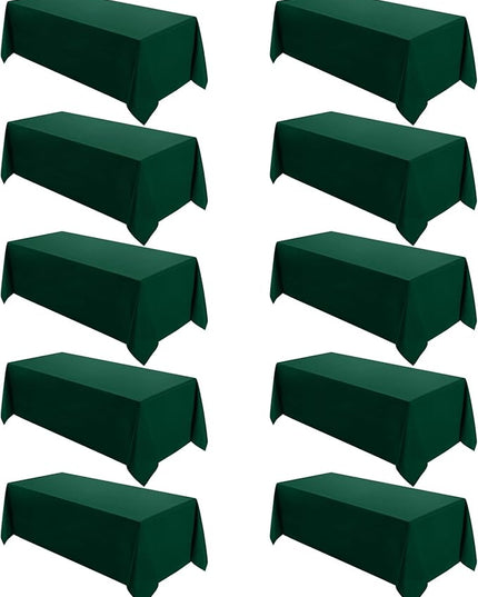 VidaFete Tablecloth 10 Pack 90 * 132inch Rectangle Table Cloth Polyester, Stain Wrinkle Resistant Polyester Dining Table Cover for Kitchen Dinning Party Wedding Rectangular Buffet Decoration(Green)