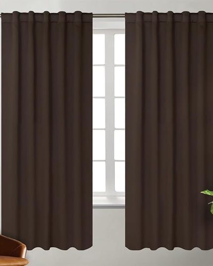 BGment Rod Pocket and Back Tab Blackout Curtains for Bedroom - Thermal Insulated Room Darkening Curtains for Living Room, 2 Window Curtain Panels (42 x 72 Inch, Brown)