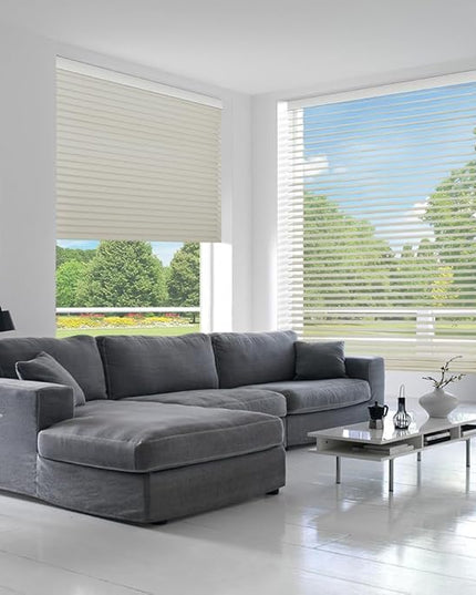 Zshine Automatic Shangri La Light Filtering Serenity Sheer Roller Shades Free Dimming Rechargeable Motorized Compatible with Homekit Siri Alexa (84029F Light Khaki)