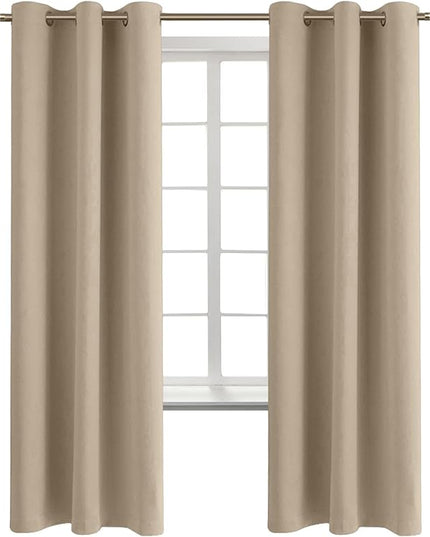 BGment Blackout Curtains - Grommet Thermal Insulated Room Darkening Bedroom and Living Room Curtains, Set of 2 Panels (42 x 72 Inch, Sand)