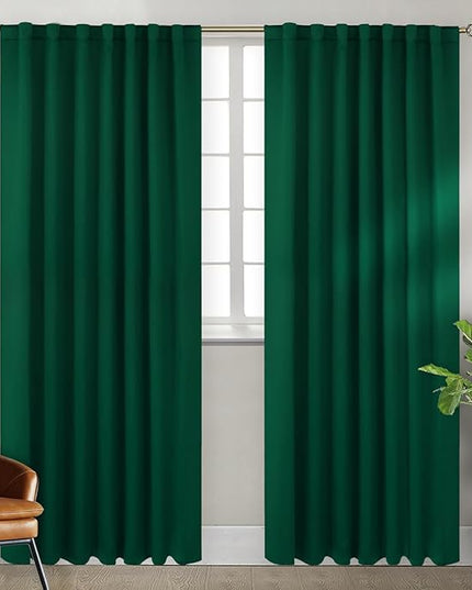 BGment Wide Christmas Emerald Blackout Curtains 84 inch - Rod Pocket and Back Tab Thermal Insulated Room Darkening Curtains for Living Room, 70 x 84 Inch, Emerald, 2 Window Panels