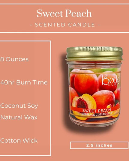 8oz Peach Scented Candles for Home, 45 Hrs Soy Wax Candle, Peach Candle for Stress Relief, Fall Candles, Candle Gifts for Men and Women