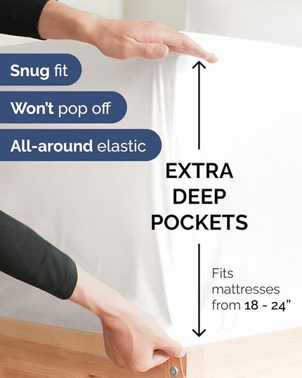 Extra Deep Twin XL Sheet Set - 4 Piece Breathable & Cooling Sheets - Hotel Luxury Bed Sheets Set - Easy Fit - Soft, Wrinkle Free & Comfy Sheets Set - Antique White Sheet Set with Extra Deep Pockets