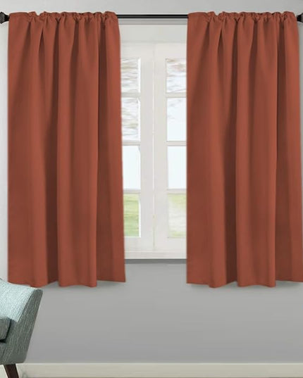 H.VERSAILTEX Blackout Curtains Thermal Insulated Window Treatment Panels Room Darkening Blackout Drapes for Living Room Back Tab/Rod Pocket Bedroom Draperies, 52 x 63 Inch, Orange, 2 Panels
