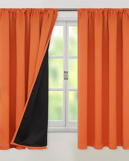 BGment Burnt Orange 100% Blackout Curtains for Bedroom, Fall Full Room Darkening Noise Reducing Living Room Curtains 63 Inch Length, Thermal Insulated Rod Pocket Window Drapes 2 Panels, 52 Inch Wide
